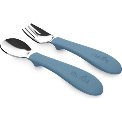 Nuvita lyžička a vidlička Powder blue 8472