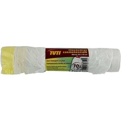 TUTI Торба за боклук със затваряща се лента, 70 л, 15 бр. , 64x70 см, 19 , TUTI, бяла PDP_342 (PDP_342)