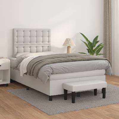 vidaXL Box spring postel s matrací 3137655 umělá kůže bílá