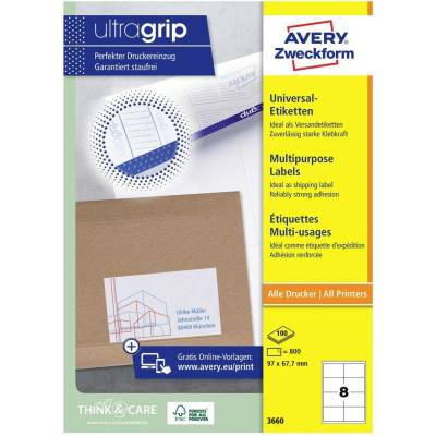 Avery-Zweckform 3660 97 x 67.7 mm papier biela 800 ks trvalé univerzálne etikety atrament, laser, kópie; 3660