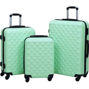 vidaXL Комплект твърди куфари с колелца, 3 бр, мента, ABS (92415)