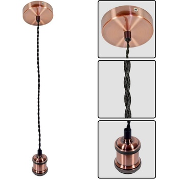 VIVALUX Пендел r6002 an-bk retro античeн месинг/черен усукан кабел (VIV004121)