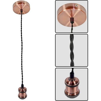 VIVALUX Пендел r6002 an-bk retro античeн месинг/черен усукан кабел (VIV004121)