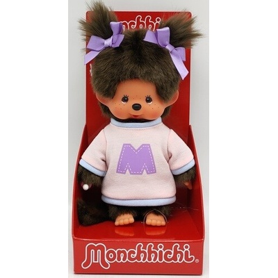 MONCHHICHI Mončiči dievča s dvojfarebným svetrom 20 cm