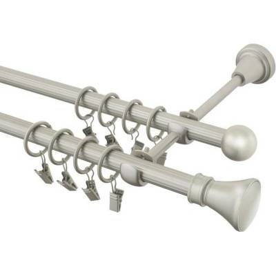 GARNÝŽE-HEBR Garnýž rýhovaná Koloseo chrom mat dvojitá 140 cm