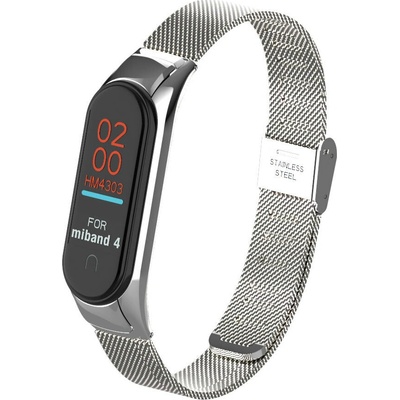 Deveroux Ocelový milánský řemínek pro MiBand 3/4, easy click - Stříbrný DEV0006