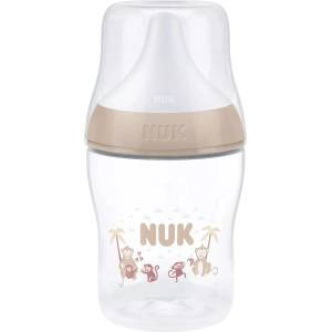 Nuk Шише със силиконов биберон NUK Perfect Match - 150 ml, размер S, 0 м+, маймуна, бежово (10215408) - ozone