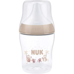 Nuk Шише със силиконов биберон NUK Perfect Match - 150 ml, размер S, 0 м+, маймуна, бежово (10215408) - ozone