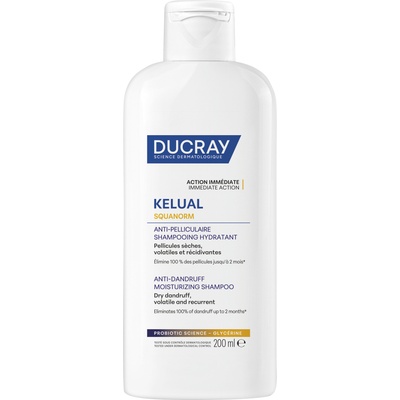 Ducray Kelual Squanorm Хидратиращ третиращ шампоан против сух пърхот, 200 ml