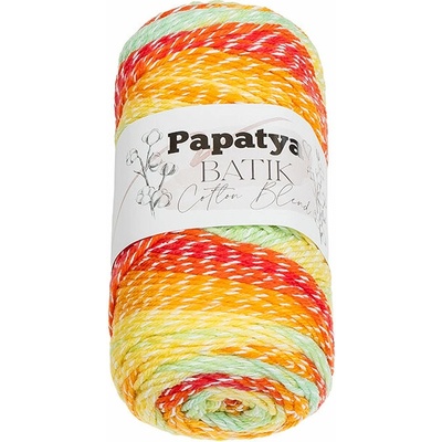 BELLATEX Priadza Papatya Cotton Blend batik 100 g, 1004 biela, žltá, zelená