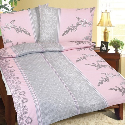 Bellatex bavlna obliečky Krík ružovo-sivá 140x200 70x90