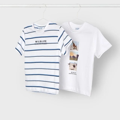 MAYORAL Сет 2 тениски с къс ръкав за момче Майорал в синьо и бяло