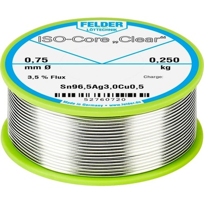 Felder ISO-Core Clear SAC305 pájecí cín cívka Sn96,5Ag3Cu0,5 0.250 kg 0.75 mm