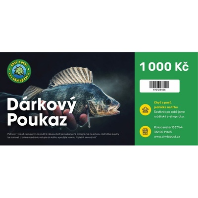 Chyť a pusť Darčekový poukaz 1000 Kč - Elektronický