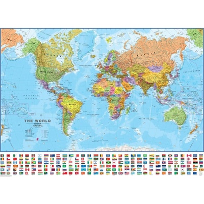 TATRAPLAN Svet, politická mapa, 100 x 70cm, s vlajkami, 1:40 mil