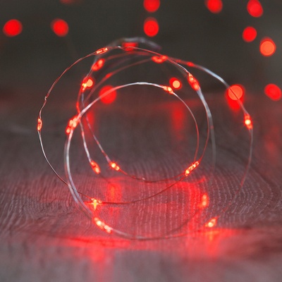DECOLED LED svetelná reťaz na batérie, červená, 20 diód, 2,3 m