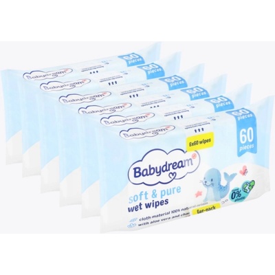 Vlhčené ubrousky Babydream sensitive 6 x 60 ks