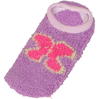 Свежи детски терлици в лилаво от букле с розова пеперуда