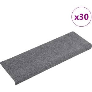 vidaXL Изтривалки за стълби, самозалепващи се, 30 бр. , 65x21x4 см, светлосиви, с правоъгълен кант (3365694)
