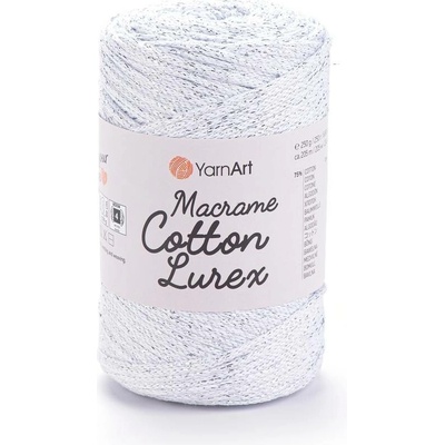 Yarn Art Macrame Cotton Lurex 720 světle šedá se stříbrnou nitkou