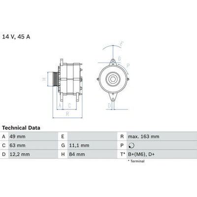 BOSCH Alternátor 12V 45A s kolem REPAS.