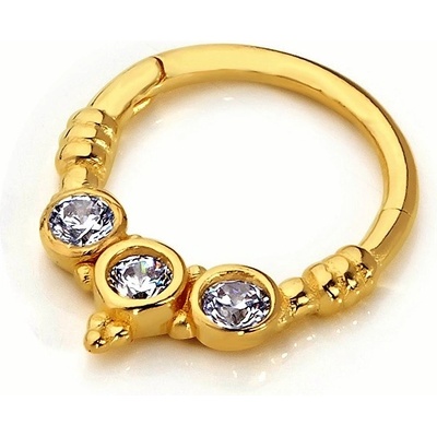 Lillian Vassago Zlatý zdobený piercing kroužek se zirkony LLV92-GPI026SP