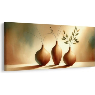 Obraz zlaté vázy s listy - 80x40