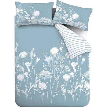 Image 1 of Catherine Lansfield Синьо и бяло единично спално бельо 135x200 cm Meadowsweet - Catherine Lansfield (BD/51080/W/SQS/BL)