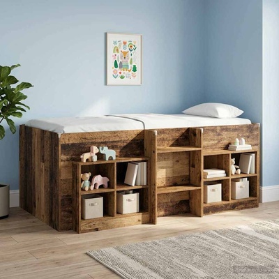 vidaXL Шкаф за легло с рафт 2 бр. Старо дърво 66 x 33 x 48 см (893729)