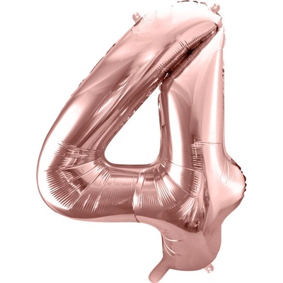 PartyDeco Fóliový balón narodeninové číslo 4 ružovo zlatý
