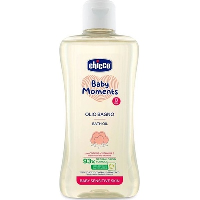 CHICCO Olej do koupele s bavlnou a vitamínem E Baby Moments Sensitive 93 % přírodních složek 200 ml