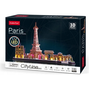 CubicFun 3D puzzle CityLine panorama svítící Paříž 115 ks