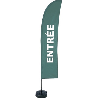 Jansen Display Beach Flag Budget Wind Complete Set Entrance Green French, 1010 x 4305 mm