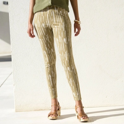 Legíny s pružným pásom a potlačou khaki/béžová