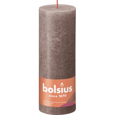 Bolsius Rustic Shine Válec 68x190mm Rustic Taupe hnědá