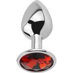 X Fun Метално дилдо Butt Plug "SILVER RED RUBBY" 8 см. Размер-М