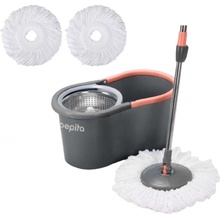 Pepita Spin Mop Mop s 360° otočnou hlavicou + 2 ks náhradnej hlavice zdarma sivá