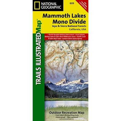 Mammoth Lakes Mono Divide národní park Kalifornie turistická mapa GPS komp. N
