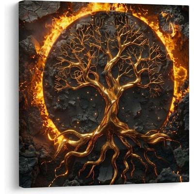 Obraz zlatý strom života na kameni - 50x50