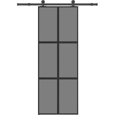 vidaXL Плъзгаща се врата с обков 76x205 см Закалено стъкло&Алуминий (3332983)