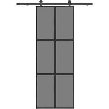 vidaXL Плъзгаща се врата с обков 76x205 см Закалено стъкло&Алуминий (3332983)