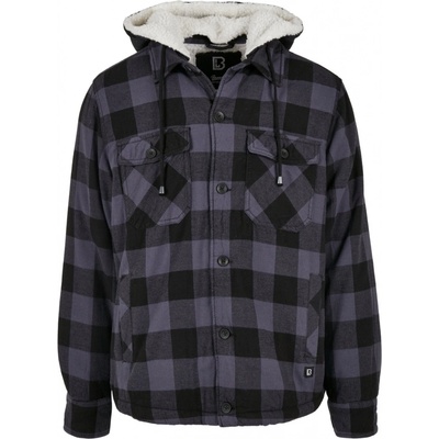 Brandit Lumberjacket bunda s kapucňou čierno-šedá