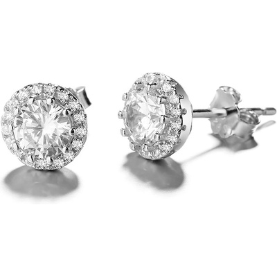 DELIS Сребърни обеци, jw783, модел с бели цирконии, родиево покритие (jw783)