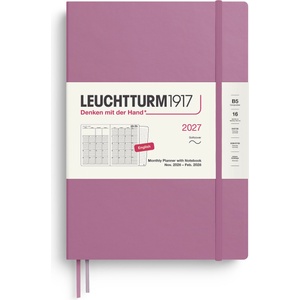 Leuchtturm1917 monthly planner with notebook 2027 Composition (B5) - English, Dusty Rose, softcover, 16 months, 132 note pages dotted with table of contents - 400338 (400338)