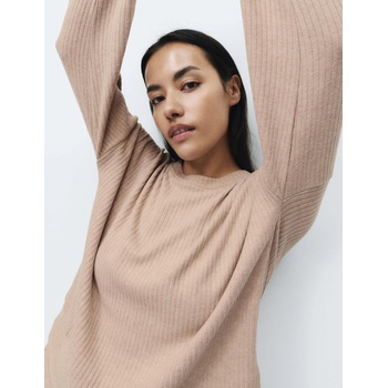 Marks & Spencer Ребрест пижамен топ с деколте при врата и дълги ръкави Marks & Spencer cremav Marks & Spencer | Bezhov | ЖЕНИ | M