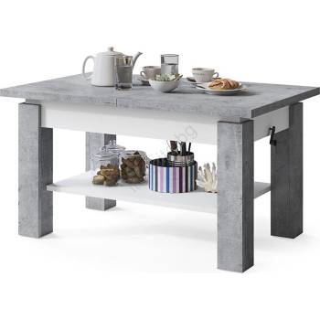 Mazzoni Разтегателна холна/трапезна маса с полица adonis, в цвят бетон/бяло (mz0006)