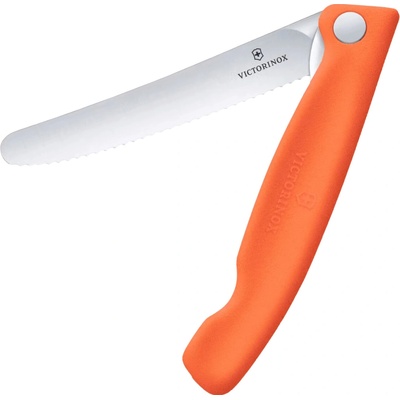 Victorinox Nôž na ovocie a zeleninu, 11cm, skladací, zubkovaný, oranžový 6.7839.FC1