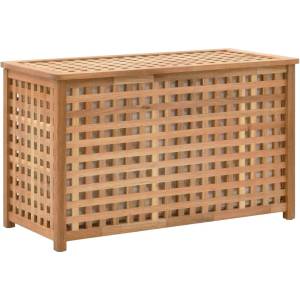vidaXL Кош за пране, 77, 5x37, 5x46, 5 см, орехова дървесина масив (247602)