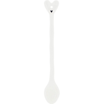 Bastion Collections Keramická lžička LATTÉ plochá bílá 18 5cm LI-SPOON-103-WH