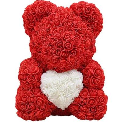 BudNej medvídek z růží se srdcem 25 cm - červený - MN9408